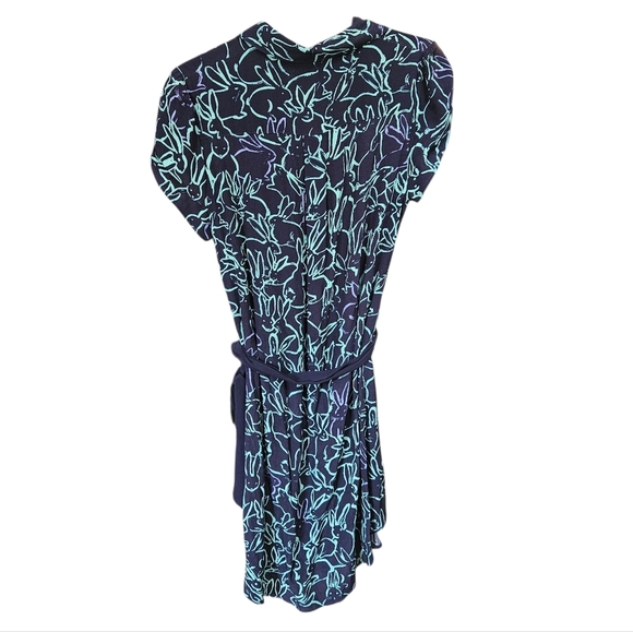 Anthropologie Maeve Bunny Rabbit Crepe Franziska Shirt Dress Navy/Green sz 6 NWT - Picture 4 of 9